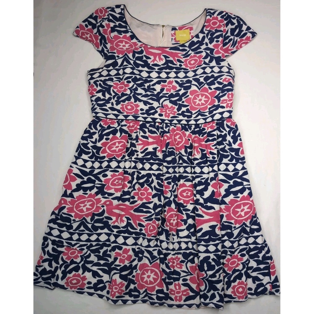 Maeve Anthropologie Women 16 Peralta Pink Blue White Flared Dress Whimsy Pockets